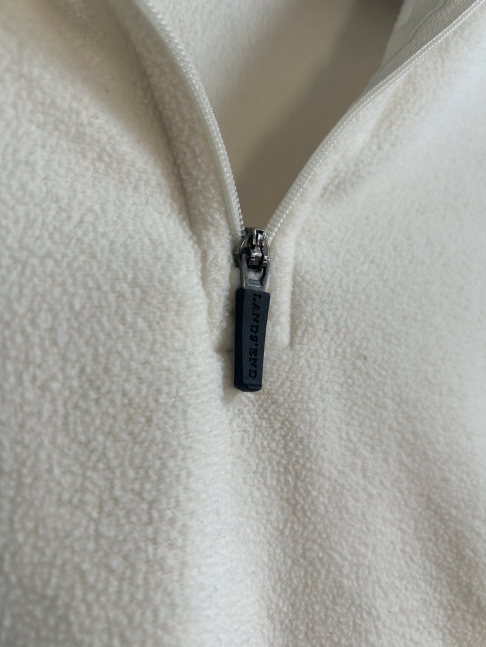 Lands End Women's Cream Half-Zip Mock Neck Sweater Pullover - Picture 3 of 6